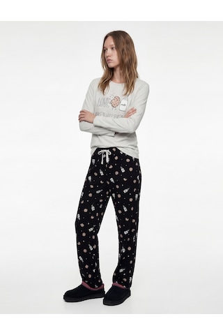 Koton Pamuklu Baskılı Pijama Takımı Antrasit Desenli 6wlk40140mk Antrasit Desenli