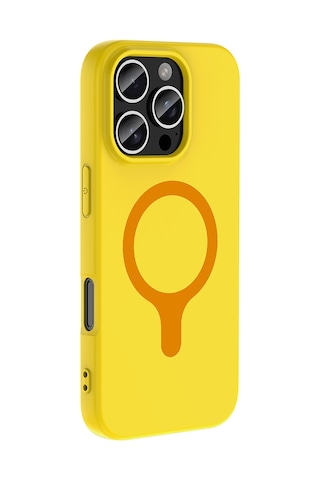 Maks Technology iPhone Uyumlu 16 Pro Kılıf M-safe Şarj Özellikli Mkst Aris Silikon Kapak - Sarı