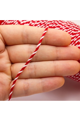 Bileklik İp Beyaz Kırmızı Şans Bilekliği İpi 2 Mm 200 Gr Kırmızı