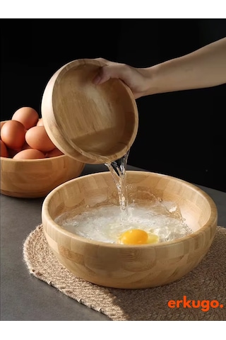Bambu 3 Lü Salata Kasesi, Sunum Kasesi, Dekoratif Kase, İskandinav Kase