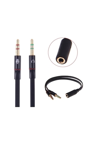 Aux To 2 Aux Kablo 3.5 Mm Jack Girişini 2 Aux A Çeviren Kablo Mikrofon Ve Kulaklık Çevirici Aparat