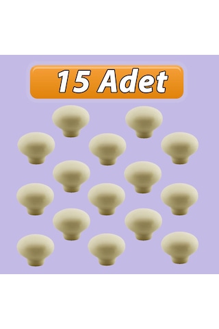 15 Adet Kamelya Kulp Krem Polimer Düğme Kulp Mantar Mobilya Mutfak Dolabı Çekmece Kulbu Kulpları