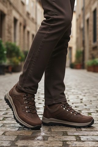 Kahve Hakiki Deri Kaymaz Su İtici Erkek Outdoor Ayakkabı 2341 M Kahverengi