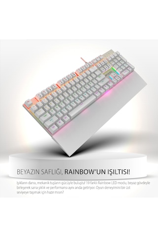 Ikg-456 Mekanik Klavye Blue Switch, 19 Rainbow Led, Full Anti-ghosting, Mıknatıslı Bilek Desteği