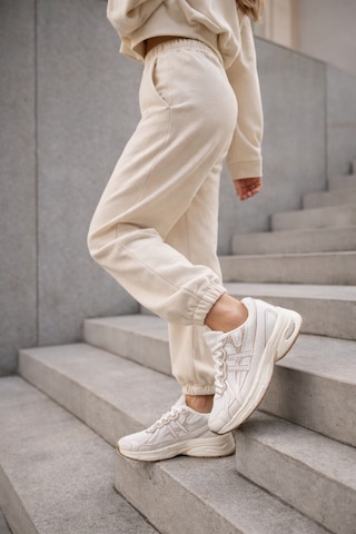 Muggo Hynex Kadın Kalın Taban Bağcıklı Günlük Sneaker Spor Ayakkabı Bej