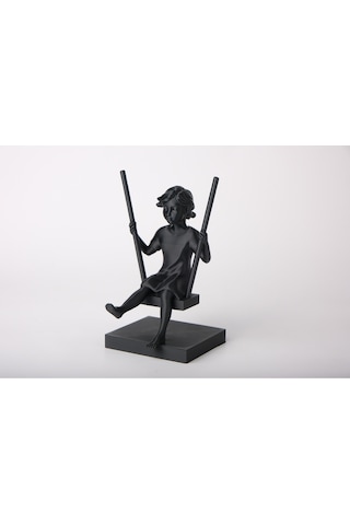 Salıncakta Sallanan Kız - Minimalist Modern Dekoratif Heykel Biblo