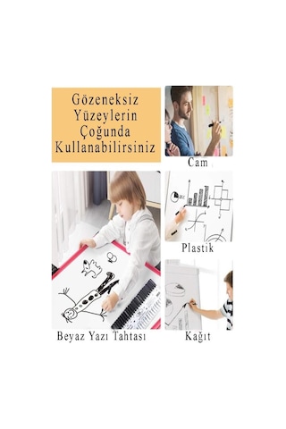 Artlantis Kırmızı Yazı Tahta Kalemi 1 Adet Kartuşlu Değişebilen Kolay Silinebilir Beyaz Yazı Tahta Kalemi Doldur Genel