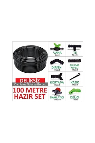 100 Metre Deliksiz Damla Sulama Seti