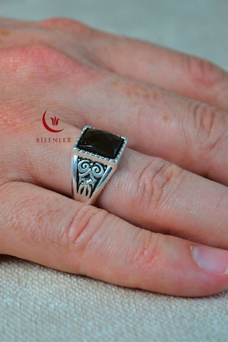 Erkek Taşlı Metal Yüzük Şık Tasarım 40'lı Kutu Gümüş