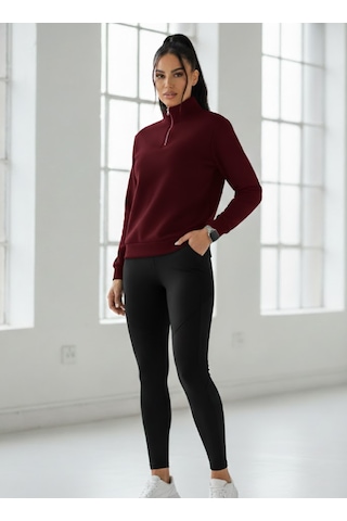 Unisex Relax Fit Rahat Kesim I 2 İplik Şardonlu Kumaştan Bordo