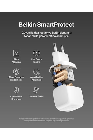 Belkin Kompakt Duvar Şarj Cihazı 45 W, Apple iPhone Uyumlu 16, 16 Plus,
