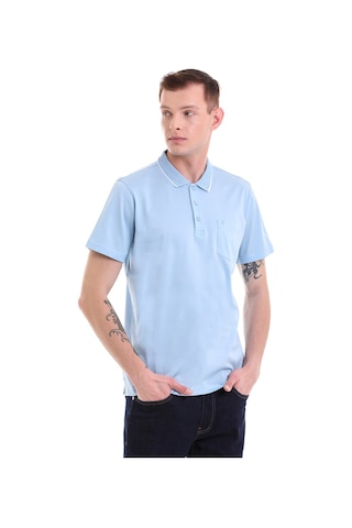Hatemoğlu Mavi Regular Fit Cepli Polo Yaka Merserize Pamuk T-Shirt 3536102 Mavi