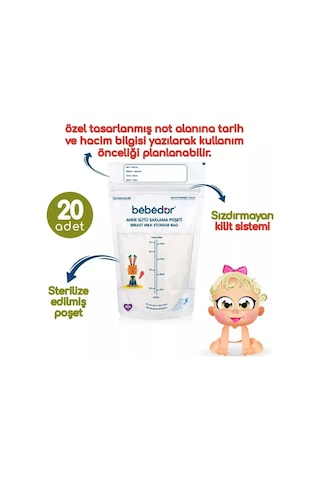 Bebedor 679 Anne Sütü Saklama Poşeti 20 li