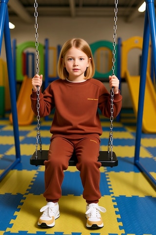 Frm Çocuklar İçin Konforlu Pamuklu Regular Kesim Sweatshirt Ve Eşofma Kahverengi