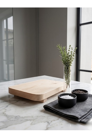 Nest Woodtr Ham Doğal Ahşap Sunum Tahtası 30x20cm Dekoratif Tepsi Ahşap Ayaklı Sunumluk