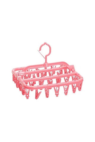 Katlanabilir Taşınabilir Çamaşır Mandalı Ve 32 Klipsli Çamaşır, İç Çamaşırı, Çorap Kurutma Askısı Pembe Diğer