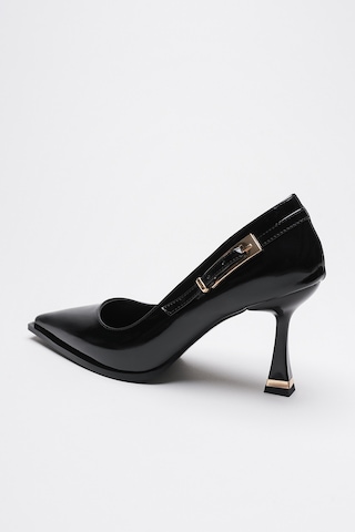 Alewomen Poni Siyah Rugan 10 Cm Topuklu Kadın Stiletto Siyah
