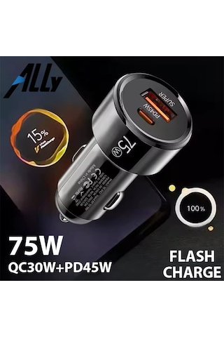 Ally Turbocharge 75w Araç Şarj Cihazı Çift Port Usb-c+usb-a
