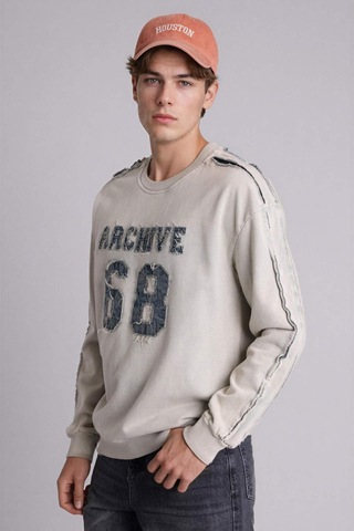 Defacto Boxy Fıt Bisiklet Yaka Sweatshirt H6268ax26spgr368 Gri-gr368