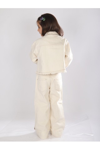Xo Kidss Kız Çocuk 3lü Alt Üst Kombin Takmı 5-14 Yaş Set0473 Krem