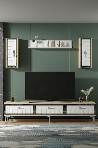Tvr1801dbs - Tuna Tv Ünitesi Safirmeşe-beyaz Sılver 180cm Safirmeşe - Beyaz - Sılver