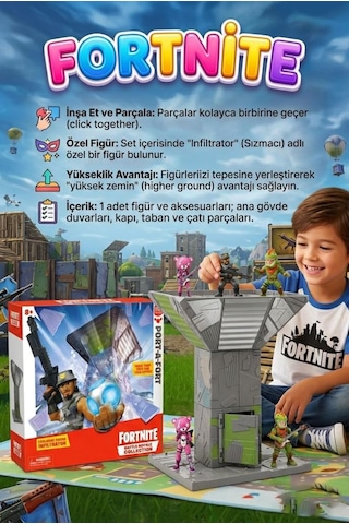Fortnite Temalı Minyatür Figürlü Ve Tak-birleştir Kuleli Dekoratif Yapı Oyuncak Seti