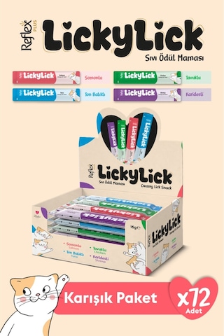 Reflex Plus Lickylick Sıvı Ödül Maması Karışık Paket 15 Gr X 72 Adet