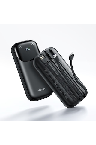 Mcdodo Mc-8530 20000mah 22.5w Pd Qc Hızlı Şarj Dijital Göstergeli Çoklu Kablolu Powerbank Siyah