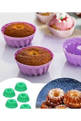 Göbekli Muffin Cupcake Kalıbı - Sürekli Kullanım Muffin Kek Kalıbı 6 Adet - Dıgc-768399 Renkli