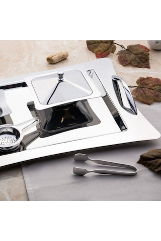 Nehir Karanfil Sade 28 Parça Çay Takımı Gümüş