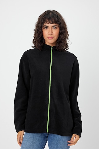 Alexandergardı Fermuarlı Oversize Polar E21-81101 Yeşil - Siyah