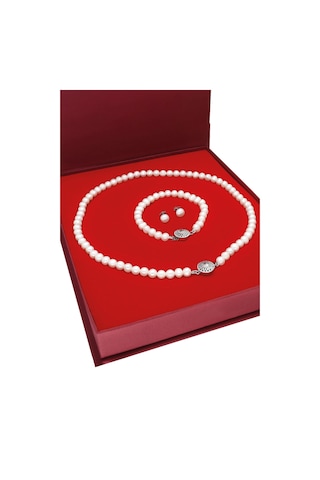 Chavin Doğal İnci Kolye Küpe Bileklik Özel Kutulu Set Ep95by