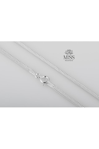 925 Ayar Gümüş Tilki Kuyruğu Örme Kare Model Zincir Kolye 1,7 Mm