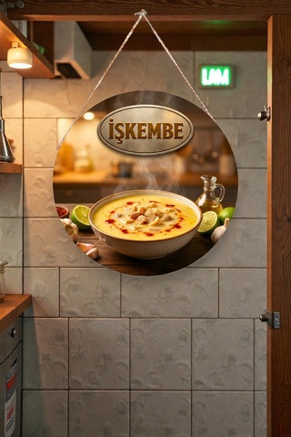 İşkembe Çorbası Görselli İpli Mdf Ahşap Kapı Duvar Süsü, Restoran, Mutfak Dekoratif Tablo