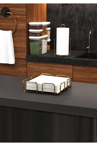 Suntel Gold Altın Kaplama Paslanmaz Dolu Çelik Peçetelik 18x18