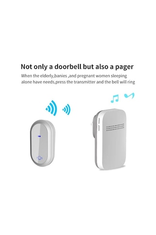 Artfulabode Zili Uzun Mesafe Su Geçirmez Akıllı Kapı Çağrı Cihazı Kablosuz Bağlantılı İki Beyaz Elektronik Dış Ürün Beyaz
