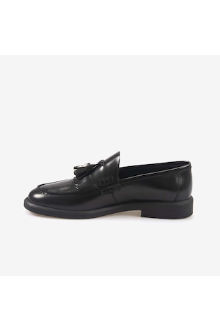 Kemal Tanca Kadın Kauçuk Taban Hakiki Deri Loafer 2541 Siyah Acma