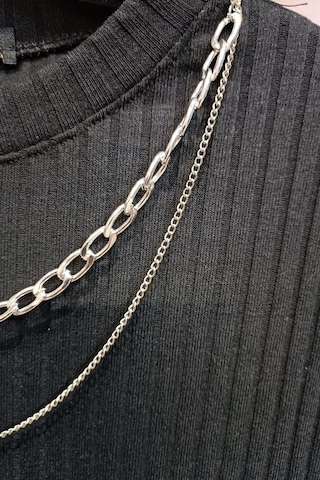 Kadın 2 Parça Metal Kolye Gümüş