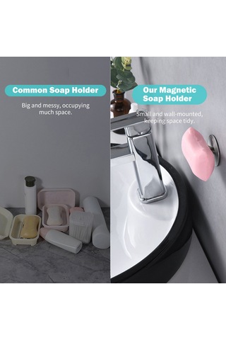 Leezsing Duvara Monte Manyetik Sabunluk Paslanmaz Çelik Tutucu Banyo Mutfak Depolama Odası İçin Delme Gerektirmez Diğer