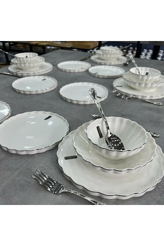Roy King Twist Silver 24 Parça Porselen Yemek Takımı Hrn018