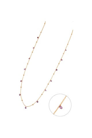 925 Ayar Gümüş Zirkon Taşlı Toplu Uzun Kolye - N118001 Rose Gold