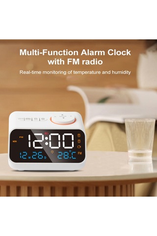 Büyük Led Ekranlı Dijital Çalar Saat 0-100% Dimmer Beyaz