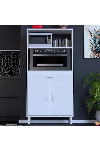 Modilayn Vio Fırın Dolabı 75x163,4x32.5 Cm Çekmeceli Kapaklı Mini/midi Mikrodalga Mutfak Dolabı Beyaz