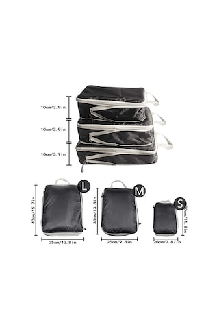 Padalink Siyah Seyahat Sıkıştırma Kutuları 3 Adet , 50% Yer Kazandıran, Dayanıklı Nilon, Çok Amaçlı Çanta Organizatörü