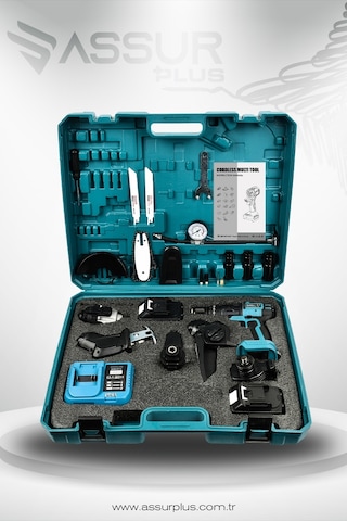 Assur ASR1029 21V Çift Akü 6 Başlıklı Set Mavi