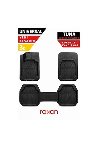 Universal Siyah Tuna Serisi 5 Parça Oto Paspas Seti Dayanıklı, Kaymaz & Kolay Temizlenir