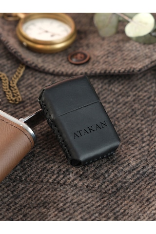 Vagave Siyah Renk Hakiki Deri Kılıflı Zippo Benzinli Çakmak