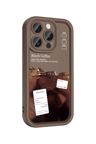 Goocamp Apple Uyumlu iPhone 14 Pro Kılıf Kamera Korumalı Baskılı Arka Yüzey Klas Kapak - Koyu Kah Koyu Kahve