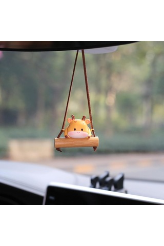 Samdoo Beyazinek Köpek Figürlü Araba Geribakış Aynası Süs, Kadın Ve Çocuklar İçin Araç Dekorasyonu