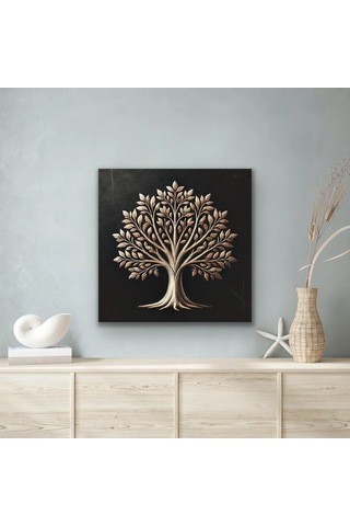 Bronz Ağaç Kanvas Tablo 60x60cm Çok Renkli